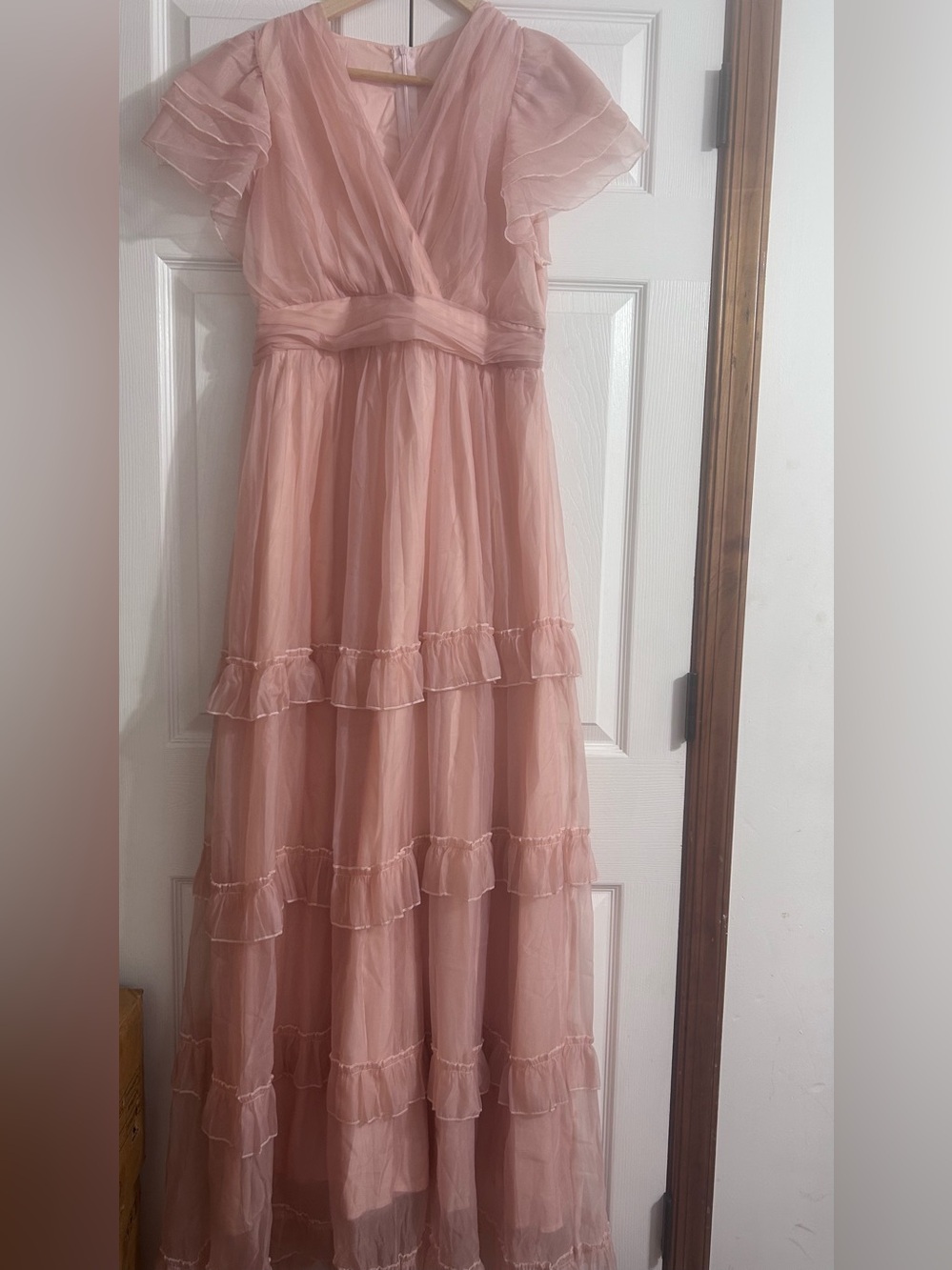 Pink Ruffle Maxi Dress Like New - Picture 4 of 15